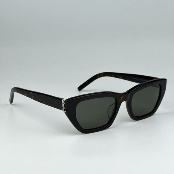 NEW Saint Laurent SLM127/F 002 Havana Green Cat Eye Women Sunglasses - Picture 7 of 13